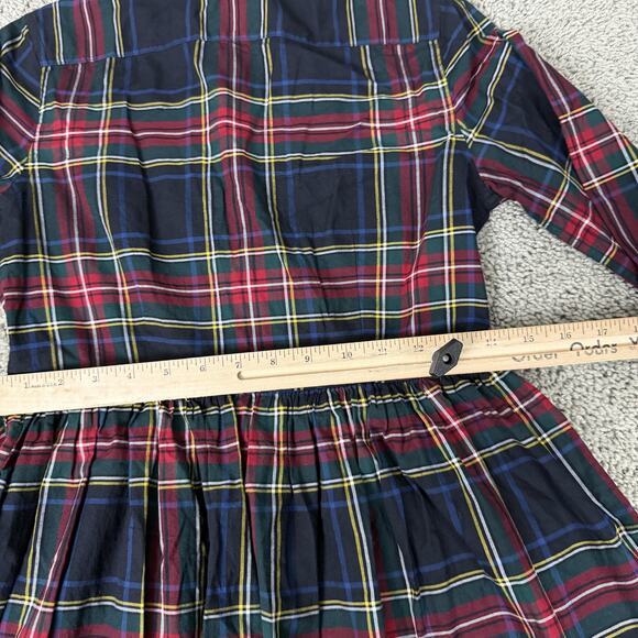 Polo Ralph Lauren Dress Girls 16 Navy Red Plaid Button Front Shirt Dress Cotton - Picture 9 of 12